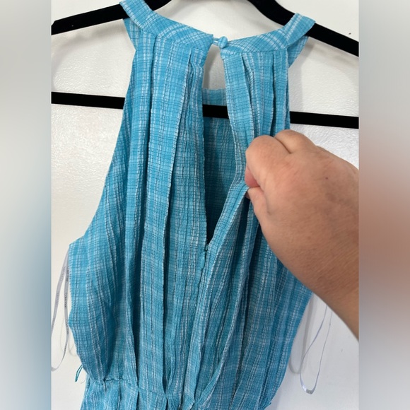 Calvin Klein Womens Blue Plaid Halter Midi Fit Flare Dress 4(no belt) - Picture 4 of 11